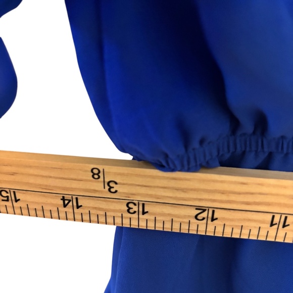 NWT Pleione Royal Blue Flutter Sleeve Peplum Blouse Size Small - Picture 8 of 9